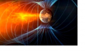 Campo Magnético da Terra Protegendo das Partículas Solares. Forças da Natureza.